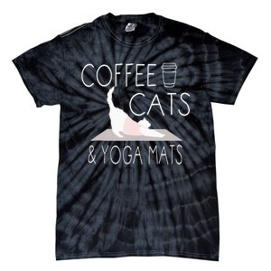 Coffee Cats & Yoga Mats Funny Gifts For Yoga Instructor Tie-Dye T-Shirt