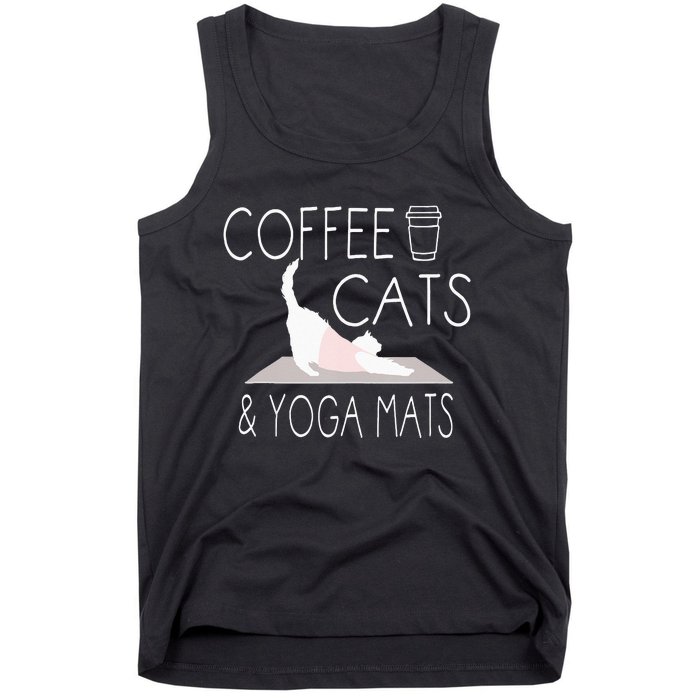 Coffee Cats & Yoga Mats Funny Gifts For Yoga Instructor Tank Top