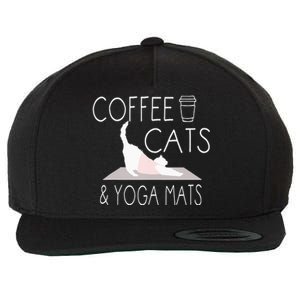 Coffee Cats & Yoga Mats Funny Gifts For Yoga Instructor Wool Snapback Cap