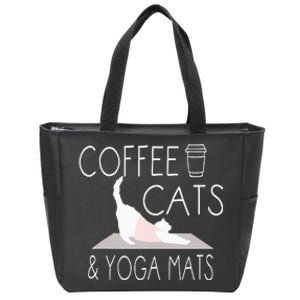 Coffee Cats & Yoga Mats Funny Gifts For Yoga Instructor Zip Tote Bag