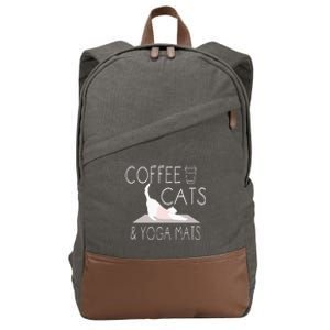 Coffee Cats & Yoga Mats Funny Gifts For Yoga Instructor Cotton Canvas Backpack