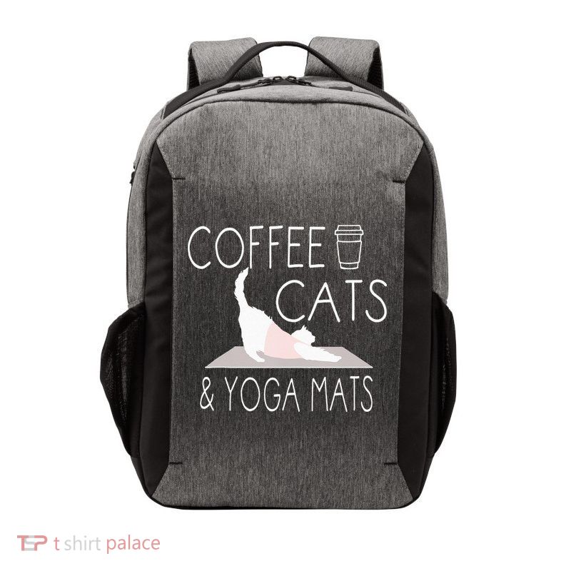 Coffee Cats & Yoga Mats Funny Gifts For Yoga Instructor Vector Backpack