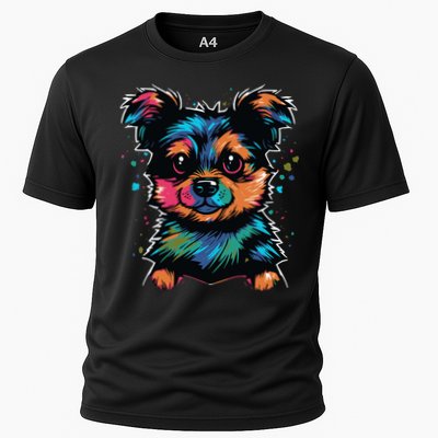 Cute Colorful Yorkshire Terrier Puppy Performance Shirt