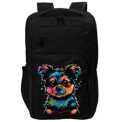 Cute Colorful Yorkshire Terrier Puppy Impact Tech Backpack