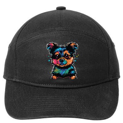 Cute Colorful Yorkshire Terrier Puppy 7-Panel Snapback Hat
