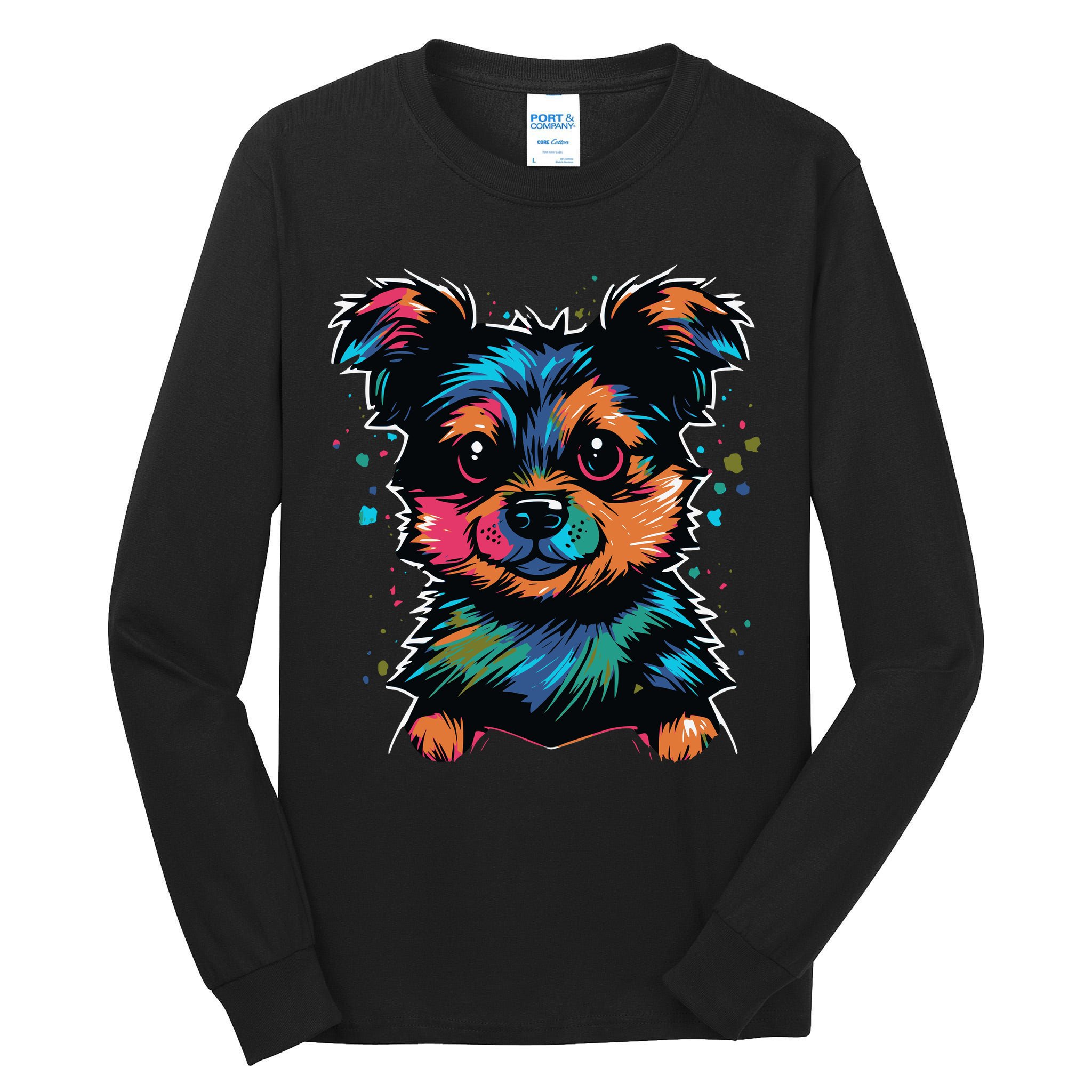 Cute Colorful Yorkshire Terrier Puppy Tall Long Sleeve T-Shirt