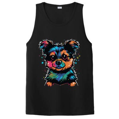 Cute Colorful Yorkshire Terrier Puppy PosiCharge Competitor Tank