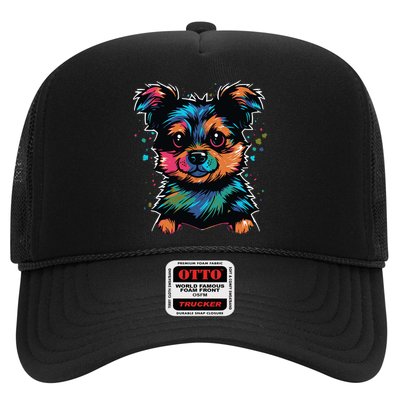 Cute Colorful Yorkshire Terrier Puppy Trucker Hat