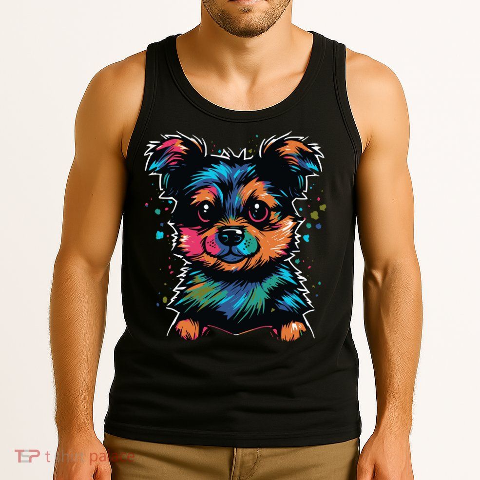 Cute Colorful Yorkshire Terrier Puppy Tank Top