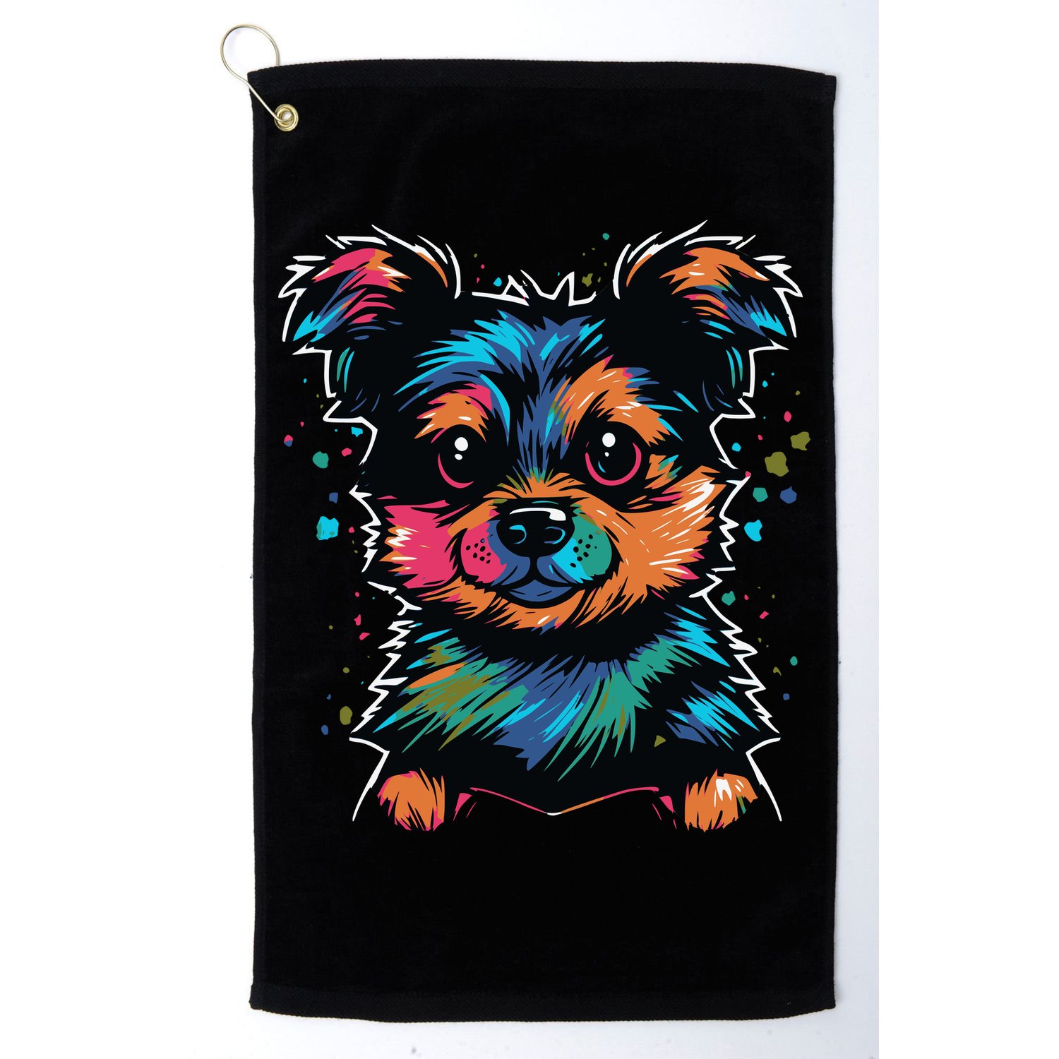 Cute Colorful Yorkshire Terrier Puppy Golf Towel