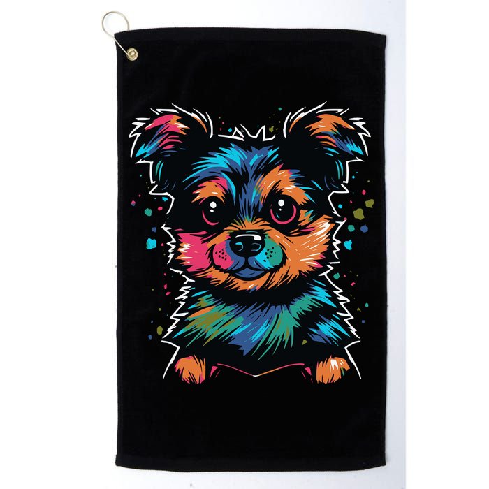 Cute Colorful Yorkshire Terrier Puppy Golf Towel