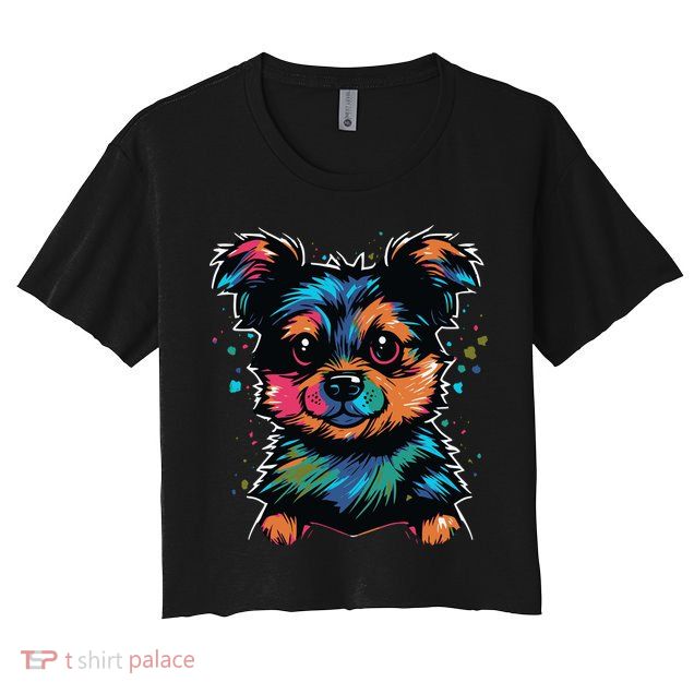 Cute Colorful Yorkshire Terrier Puppy Crop Top
