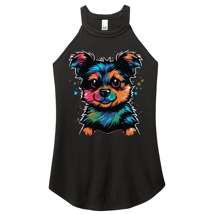 Cute Colorful Yorkshire Terrier Puppy Women's Perfect Tri Rocker Tank
