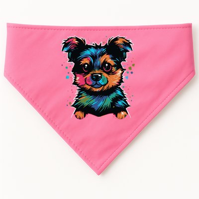 Cute Colorful Yorkshire Terrier Puppy USA-Made Doggie Bandana