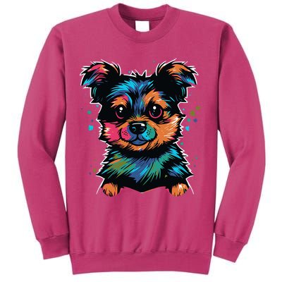 Cute Colorful Yorkshire Terrier Puppy Sweatshirt