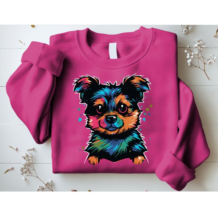 Cute Colorful Yorkshire Terrier Puppy Sweatshirt