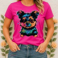 Cute Colorful Yorkshire Terrier Puppy Womens T-Shirt