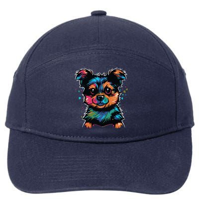 Cute Colorful Yorkshire Terrier Puppy 7-Panel Snapback Hat