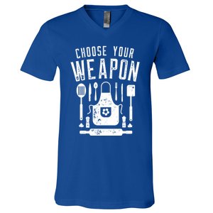 Chef Choose Your Weapon Funny Cook Kitchen Cooking Utensils Funny Gift V-Neck T-Shirt