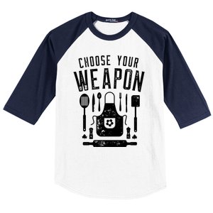 Chef Choose Your Weapon Funny Cook Kitchen Cooking Utensils Funny Gift Baseball Sleeve Shirt