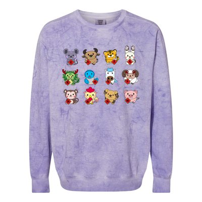 Cute Chinese Zodiac Animal Signs Lunar New Year Gift Colorblast Crewneck Sweatshirt