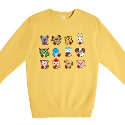 Cute Chinese Zodiac Animal Signs Lunar New Year Gift Premium Crewneck Sweatshirt