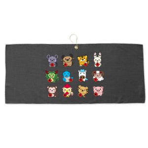 Cute Chinese Zodiac Animal Signs Lunar New Year Gift Large Microfiber Waffle Golf Towel