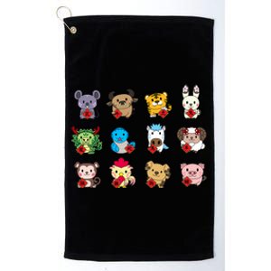 Cute Chinese Zodiac Animal Signs Lunar New Year Gift Platinum Collection Golf Towel