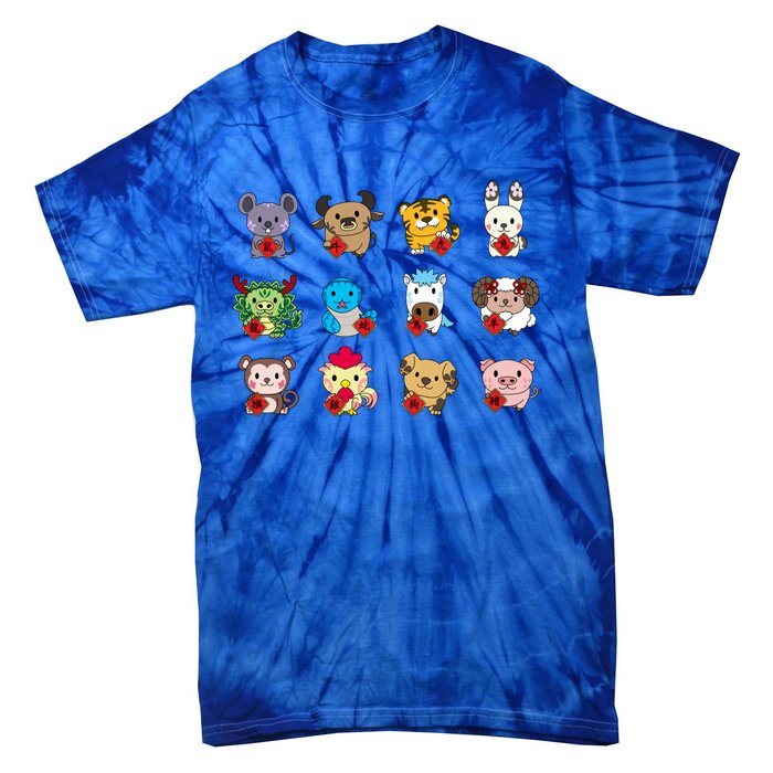 Cute Chinese Zodiac Animal Signs Lunar New Year Gift Tie-Dye T-Shirt