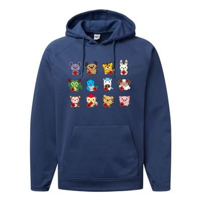 Cute Chinese Zodiac Animal Signs Lunar New Year Gift Performance Fleece Hoodie