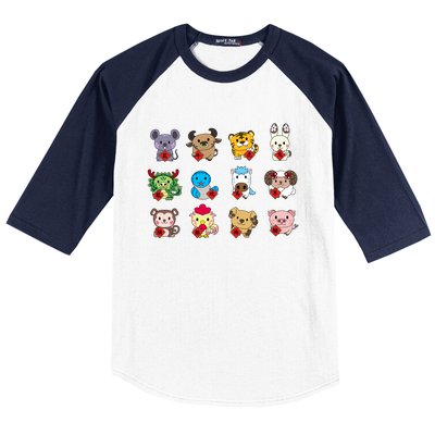 Cute Chinese Zodiac Animal Signs Lunar New Year Gift Baseball Sleeve Shirt