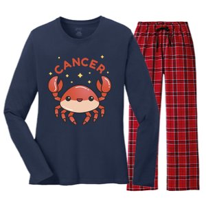 Cancer Crab Zodiac Astrology Birthday Gift Women's Long Sleeve Flannel Pajama Set 