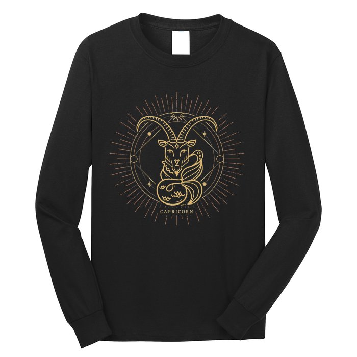 Celestial Capricorn Zodiac Sign November December Birthday Long Sleeve Shirt