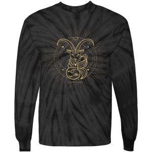 Celestial Capricorn Zodiac Sign November December Birthday Tie-Dye Long Sleeve Shirt