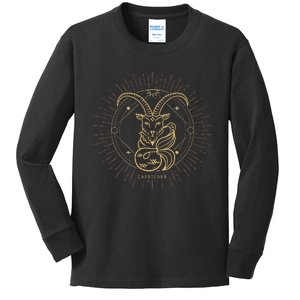 Celestial Capricorn Zodiac Sign November December Birthday Kids Long Sleeve Shirt