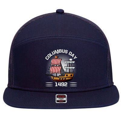 Columbus Day 1492 7 Panel Mesh Trucker Snapback Hat