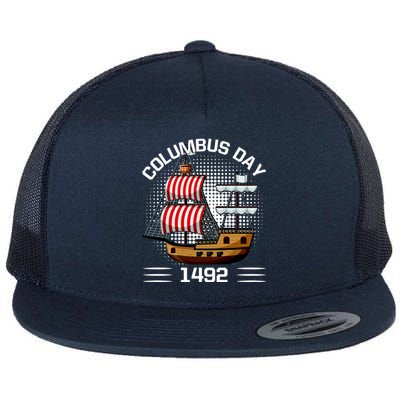 Columbus Day 1492 Flat Bill Trucker Hat