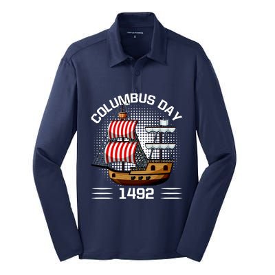 Columbus Day 1492 Silk Touch Performance Long Sleeve Polo