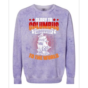 Columbus Day 1942 American Italian Christopher Columbus Gift Colorblast Crewneck Sweatshirt