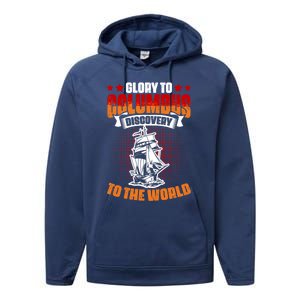 Columbus Day 1942 American Italian Christopher Columbus Gift Performance Fleece Hoodie