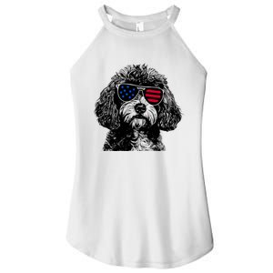 Cavapoo Dog 4th July America Usa Flag Women's Perfect Tri Rocker Tank