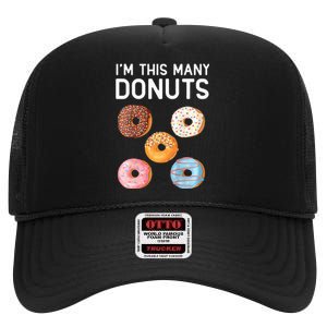 Cute Donut 5th Birthday Im This Many Donuts 5year Old High Crown Mesh Back Trucker Hat