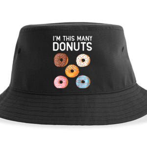 Cute Donut 5th Birthday Im This Many Donuts 5year Old Sustainable Bucket Hat