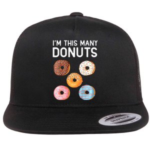 Cute Donut 5th Birthday Im This Many Donuts 5year Old Flat Bill Trucker Hat