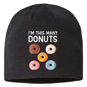 Cute Donut 5th Birthday Im This Many Donuts 5year Old Sustainable Beanie