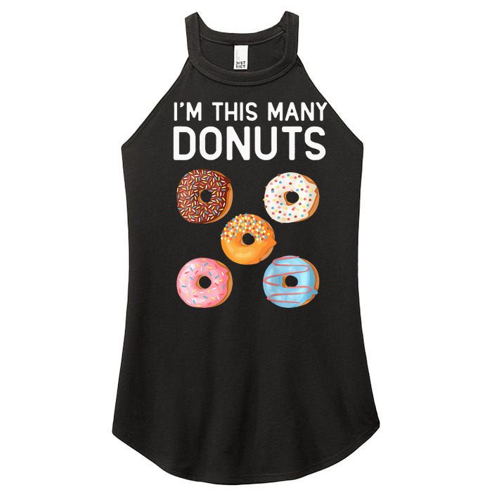 Cute Donut 5th Birthday Im This Many Donuts 5year Old Women’s Perfect Tri Rocker Tank