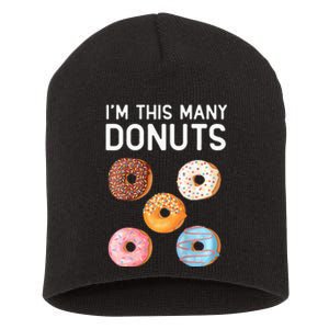 Cute Donut 5th Birthday Im This Many Donuts 5year Old Short Acrylic Beanie