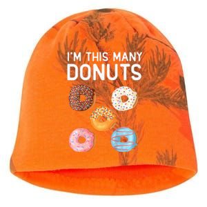 Cute Donut 5th Birthday Im This Many Donuts 5year Old Kati - Camo Knit Beanie