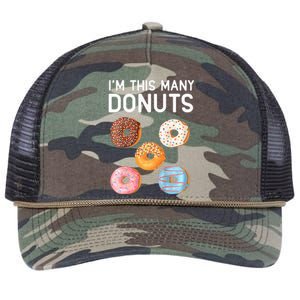 Cute Donut 5th Birthday Im This Many Donuts 5year Old Retro Rope Trucker Hat Cap