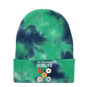 Cute Donut 5th Birthday Im This Many Donuts 5year Old Tie Dye 12in Knit Beanie